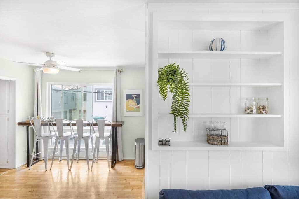 mission beach vacation rental upper window with barstools